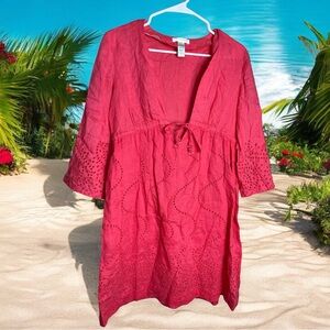Diane von Furstenburg Soleil Swim Cover Up Coral Pink Linen